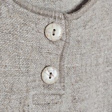 Baja Blue 39% Flax L Tank Top Brown Stone Buttons Lagenlook Rustic Slub Boho