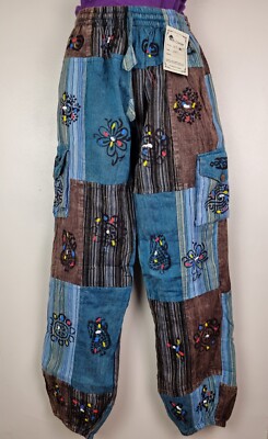 S-5XL Patchwork Baumwollhose Hippie Boho Yoga Hose breites Festival Freizeit HT28