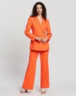 <!--F#f_0-->Elliatt Neon Orange Power Suit Blazer and Pant Trouser Lolite Set Size Small<!--F/-->