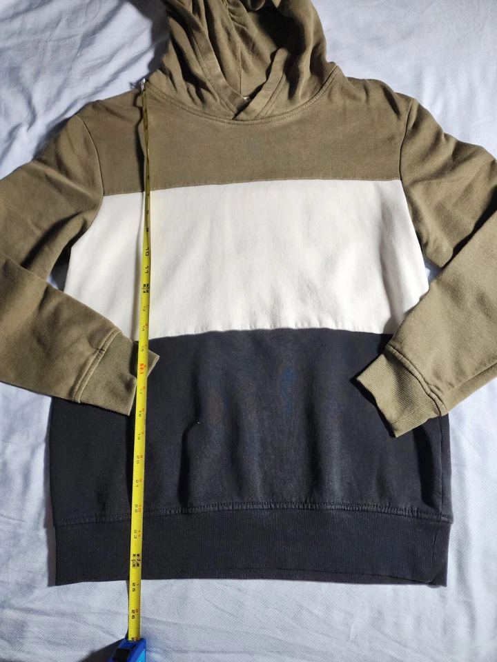 Sudadera con Capucha H&M Niños Talla 12-14Y Verde Blanco Azul Colorblock Calentador de Manos Foto 4 de 4