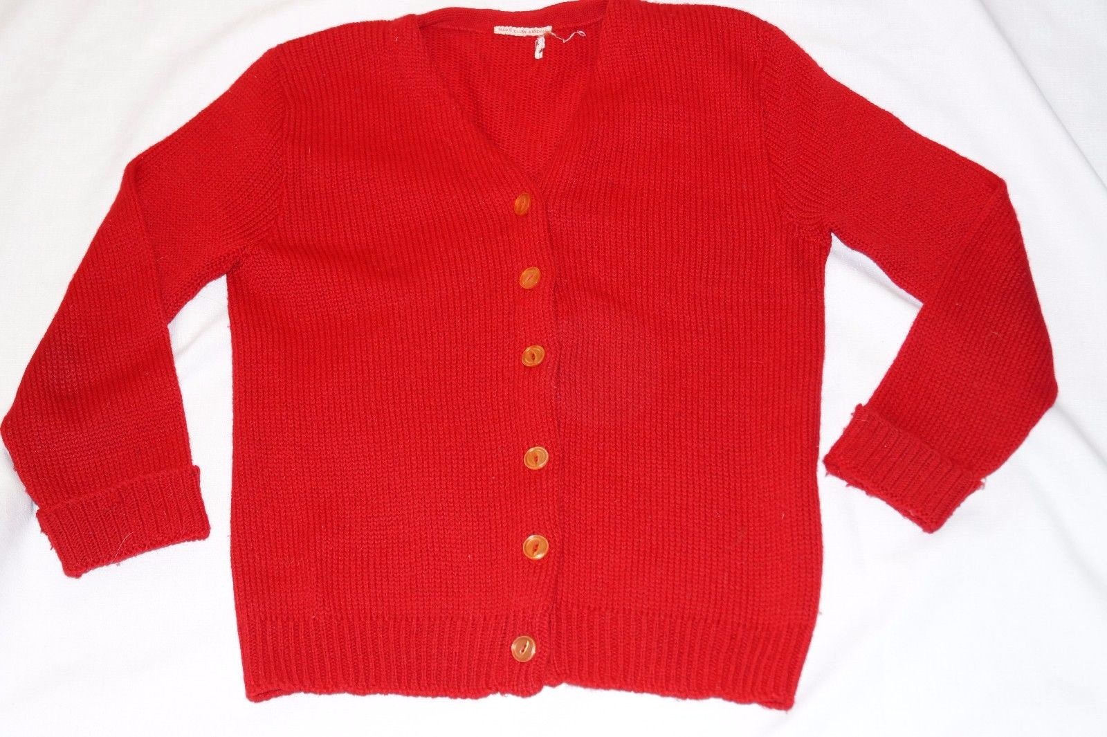 Women's Vintage 1960s Red Virgin Wool Sweater Cardigan Sz Small eBay