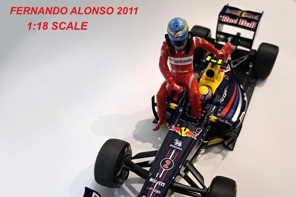 Fernando Alonso 1:18 FIGURA IN RESINA NON VERNICIATA per Red Bull Mark Webber - Immagine 3 di 4