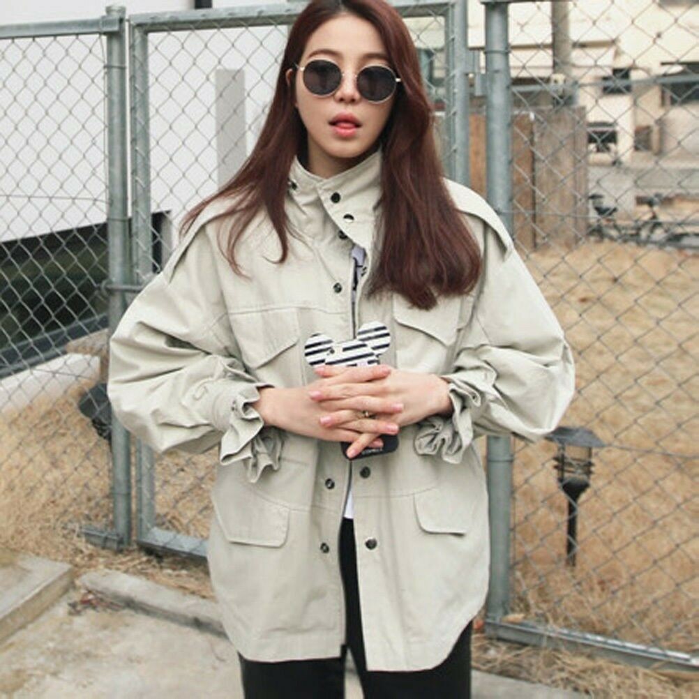 ALTRA Giacca cargo donna trench corto tasca capospalla pipistrello casual oversize