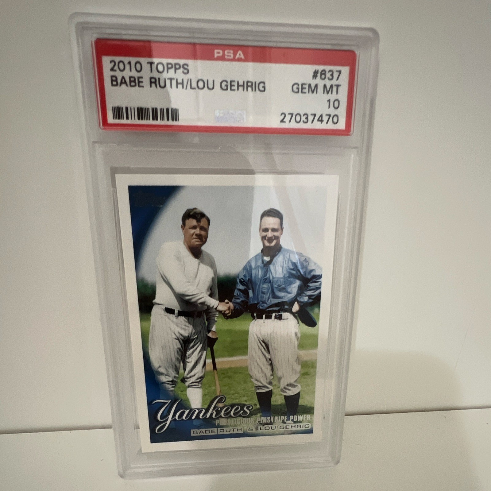 Topps 2010 Checklist Babe Ruth/Lou Gehrig #637 Yankees PSA 10