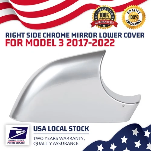 For 2017-2022 Tesla Model 3 Right Side Door Wing Mirror Cover Cap Housing Silver