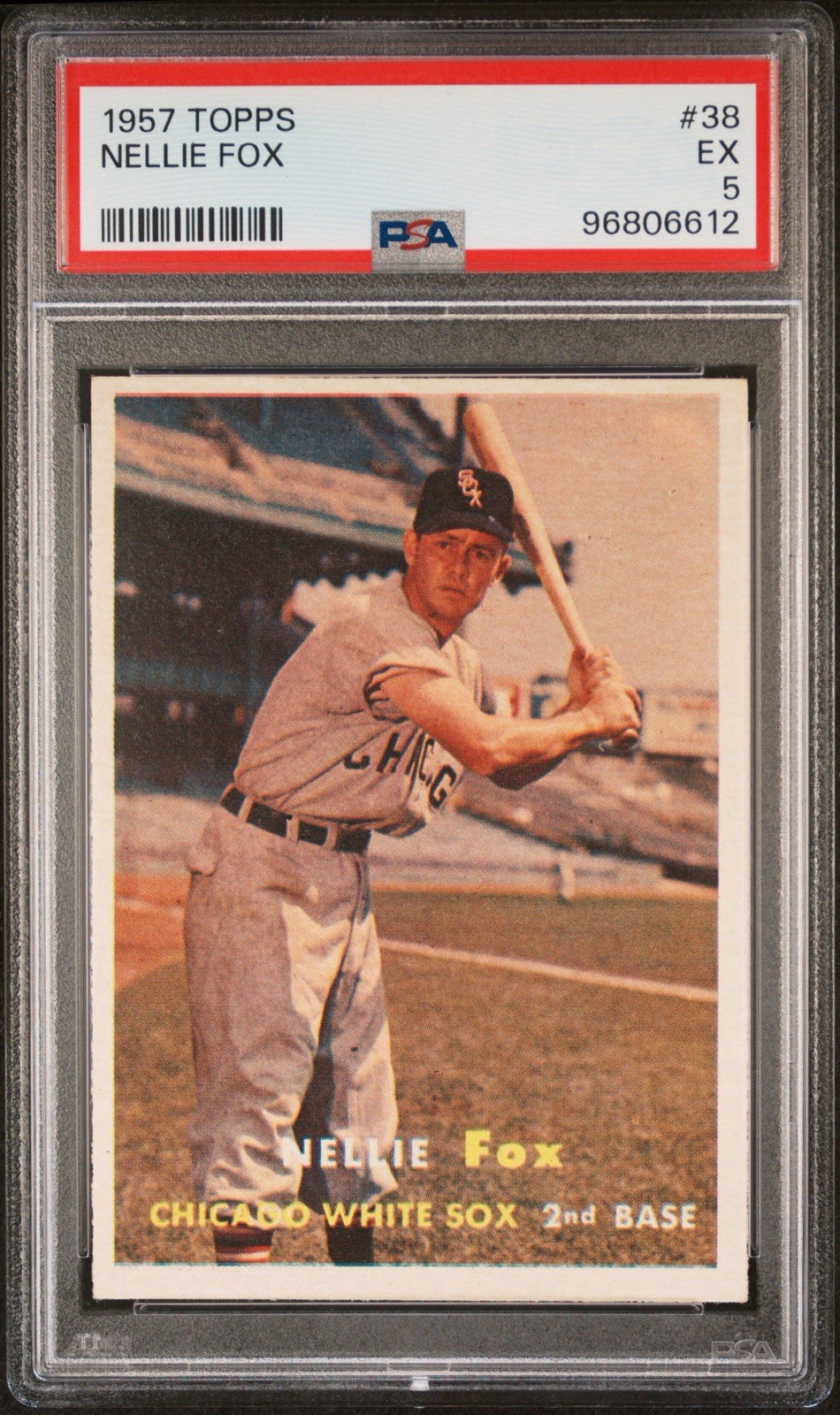 1957 TOPPS #38 NELLIE FOX WHITE SOX HOF PSA GRADED 5 EX NEW CERT SHARP