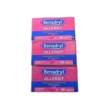 3xBenadryl Allergy Relief Diphenhydramine 25 mg 100 Count Ultratabs Exp 09/2025