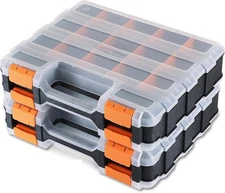 Small Parts Organizer, Hardware Organizer Box, 2 Pack Double Side 34 black 