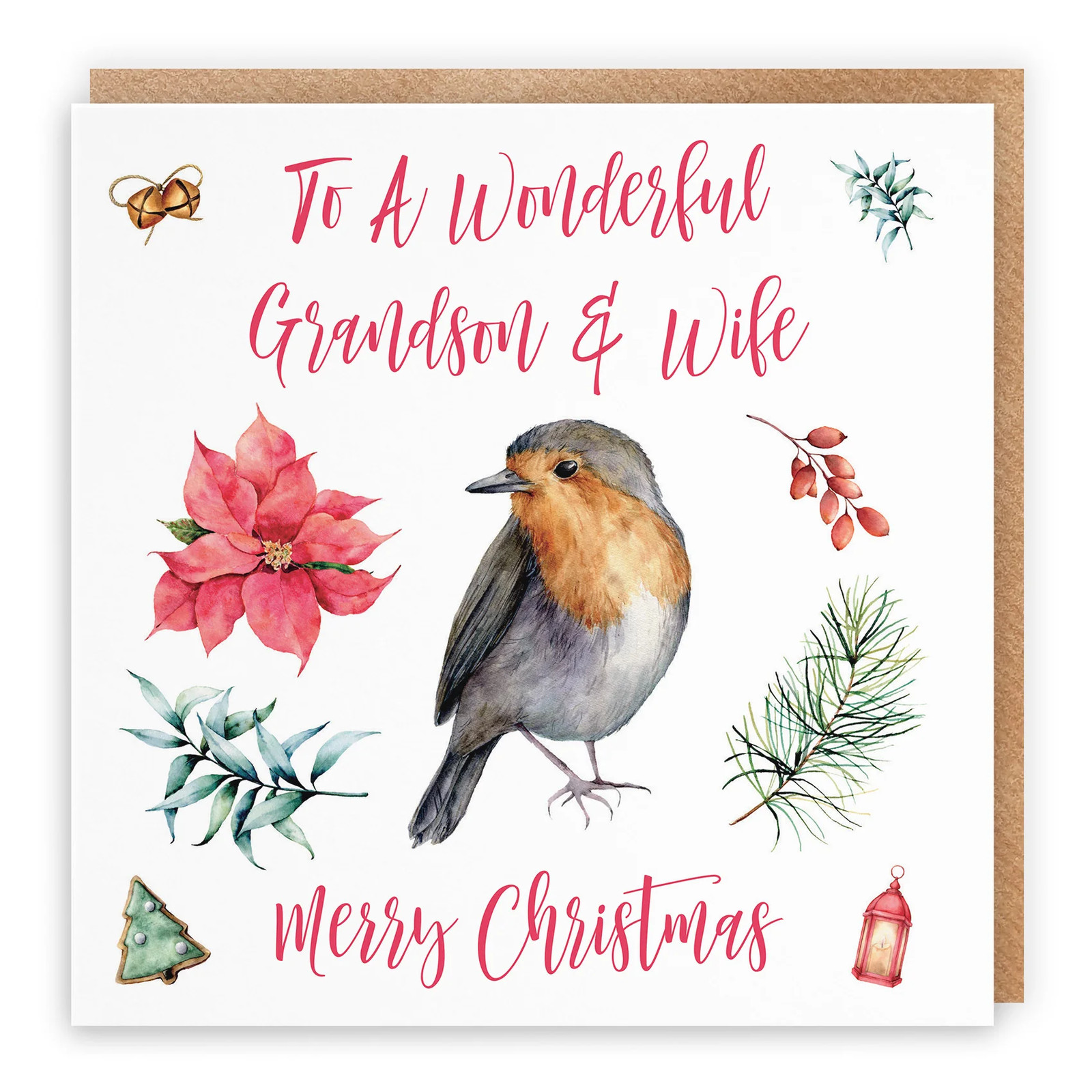 Grandson And Wife Christmas Card Festive