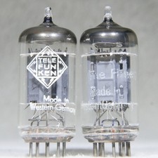 Par emparejado Telefunken ECC83/12AX7 placa larga acanalada Alemania diamante en la parte inferior