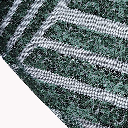 120" HUNTER GREEN Tulle Round TABLECLOTH Sequins Geometric Pattern Party - Picture 7 of 8