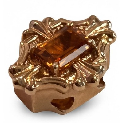Richard Klein Signed 14K Gold Citrine Slide Bracelet Charm Estate 3.39g