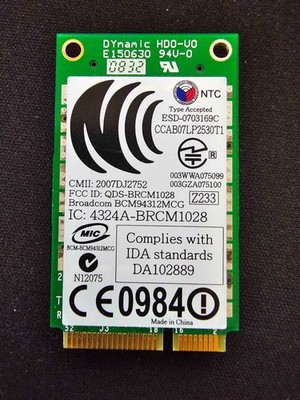 Broadcom BCM94312MCG Mini PCIe WiFi Card 802.11b/g Tested Working