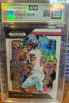Lamar Jackson VLG 10 2019 White Sparkle 1/15!  #60 1st on print! Only 15 made.