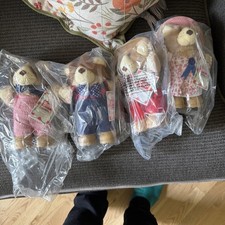 Vintage 1986 Wendy's Furskins Plush Bear Lot of 4 New with Tags