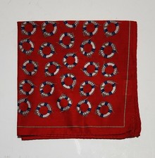 Vintage Polo Ralph Lauren Red Buoy Pattern Silk Pocket Square 16.5 x 16.5 1990s