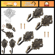 4Pcs Vintage Bronze Curtain Tiebacks Wall Hooks, Rose Pattern Decorative Hangers