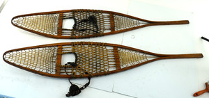 12" x 60" Snowshoes Leather Bindings Antique Décor vintage wood cabin snow shoe