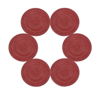 6 PCS Round Placemats 14 Inch Heat Resistant Washable Mat Burgundy Multi Color