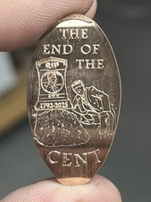 End Of The Cent, Elongated/ Pressed Penny Donald Trump Meme, Grave 2025