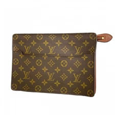 5pb1616 Louis Vuitton Clutch Bag Monogram Pochette Homme M51795 Brown Used Men s