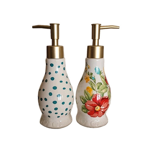 The Pioneer Woman Vintage Floral & Polka Dot Soap Dispenser Set of 2