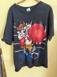 Vintage '93 Taz Looney Tunes Boxing T Shirt XL Black Anvil USA
