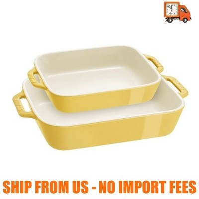 Staub Stoneware 2-pc, Rectangular Baking Dish Set, citron