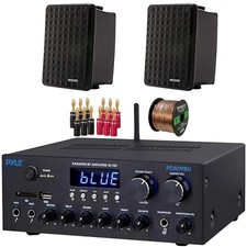 Pyle Bluetooth HDMI USB Home Audio Receiver, 2x 6.5" 150W Speakers, Banana Plugs