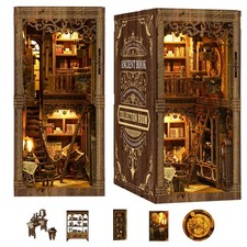 3DVASE Book Nooks for Adults, DIY Miniature Dollhouse Nook 1:24, Brown