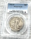1921-D  WALKING LIBERTY HALF DOLLAR   PCGS  VG10   KEY DATE NICE