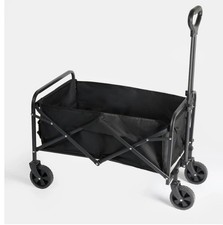 Outdoor Garden Folding Collapsible Camping Storage Trolley Cart On Wheels Black