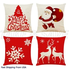 4 PCS Christmas Throw Pillow Covers Christmas Decorations for Bedroom 18 x18