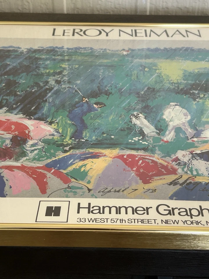 Impresión enmarcada LeRoy Neiman 'Arnie bajo la lluvia' Augusta National Arnold Palmer  Foto 2 de 4