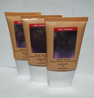 3 Revlon Youth Fx Fill + Blur Foundation Spf 20 #200 Nude NEW Free Shipping (#5)