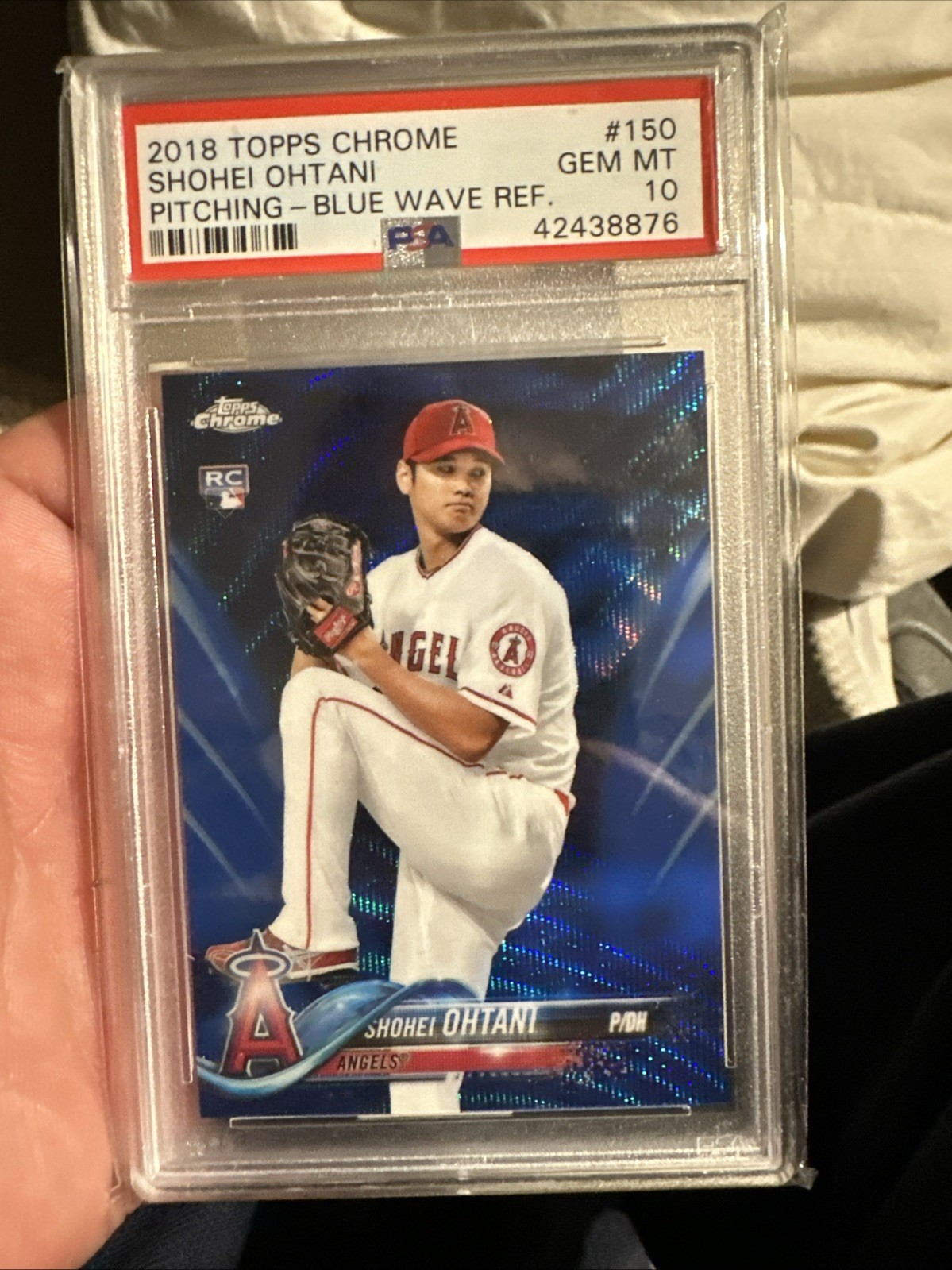 PSA 10 2018 Topps Chrome #150 Shohei Ohtani Pitching Blue WAVE Refractor  22/75