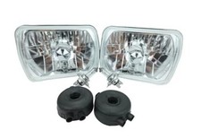 H6054 7"x6" Chrome Housing Diamond Cut Headlights Replacement Glass H4 7x6