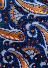 Royal blue and orange bling tie - Loaded with bling Free Shipping