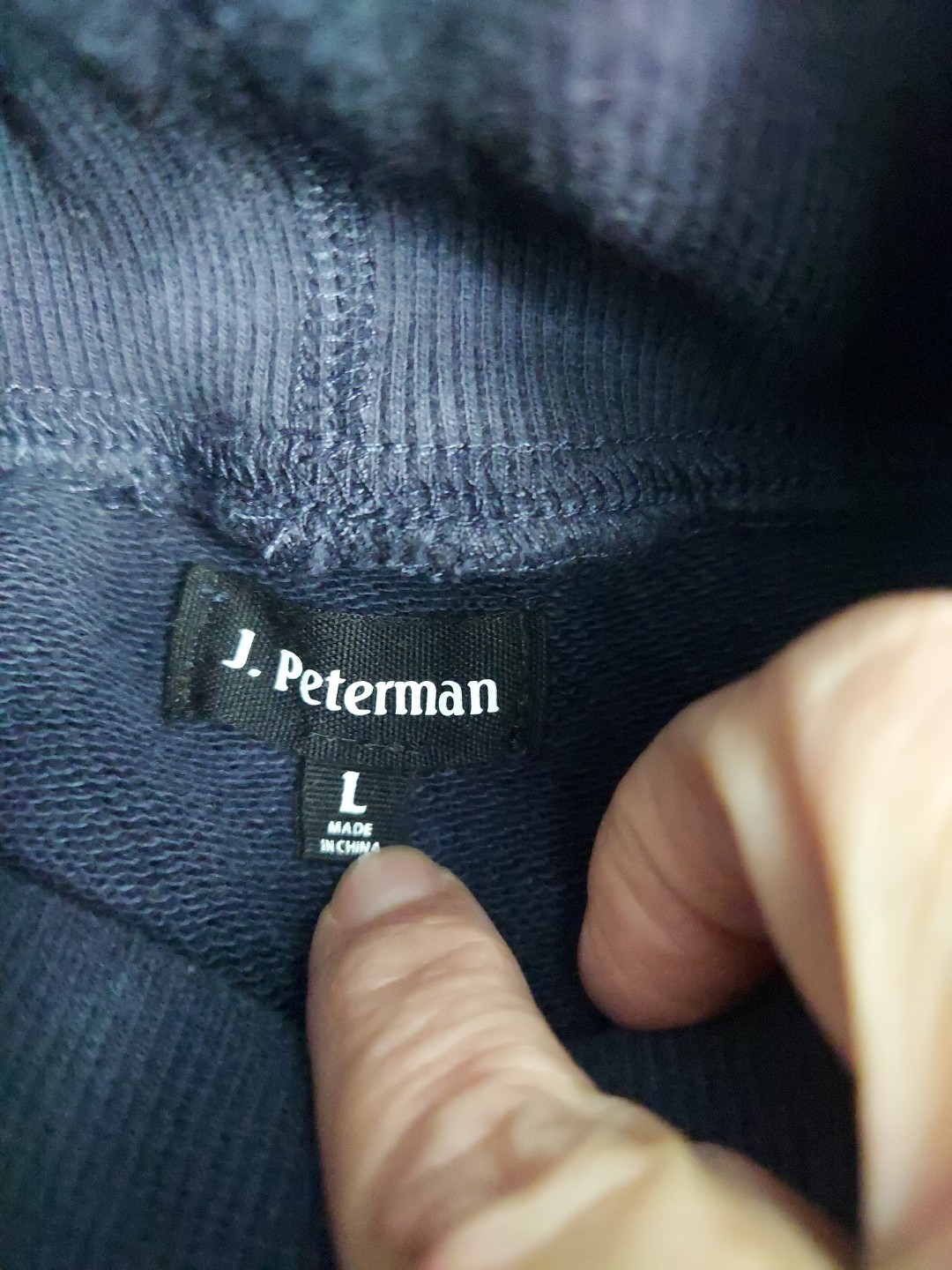 J Peterman Pullover Sweater Mens Large Blue Sweatshirt Turtleneck V Stitch