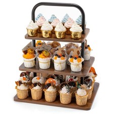 Wooden Cupcake Stand, 3 Tier Large Cupcake Tower Stand 50 Cupcakes, Dessert T...