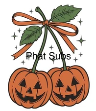 Sublimation Print Cherry Pumpkins Halloween Ready To Press Heat Transfer