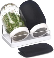 Complete Sprouting Jar Kit| 2 Wide Mouth Mason Jars, 316 Screen Sprout Lids, Bla