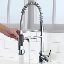 Chrome Kitchen Sink Faucet Pull Down Spray Swivel Spout Single Handle Mixer Tap
