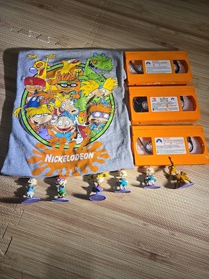 Nickelodeon Lot Rugrats Figures, Tshirt, Rugrats VHS Tapes Paramount Viacom 1997