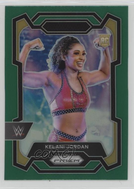 2024 Panini Prizm WWE Green Prizm Kelani Jordan #127 Rookie RC 1my2