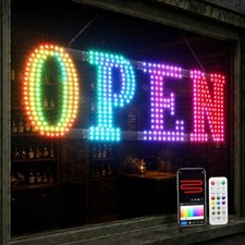 48" x 16" Large LED Open Sign for Business Smart App Remote Control, Timer,