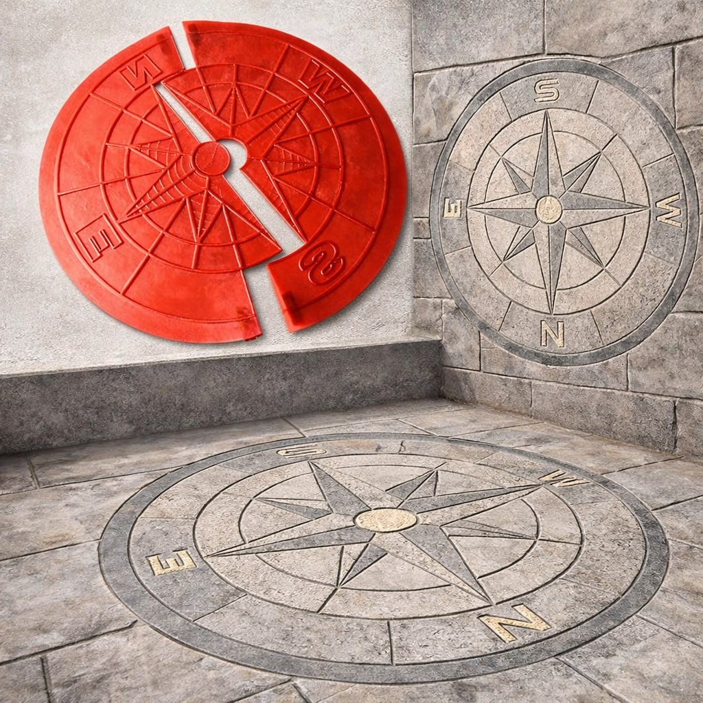 Polyurethane Mat Stamp ''COMPASS BIG'' 39,37'' | 1000 mm decorative concrete