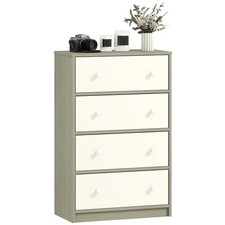 HOMCOM Chest of Drawers, 4 Drawer Dresser for Bedroom, White and Grey