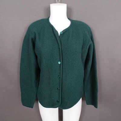 Vintage Pendleton Womens Cardigan Sweater PM Green Preppy Scratchy Minimalist