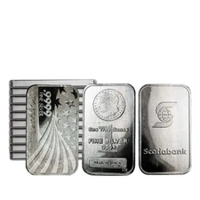 1 oz Silver Bar .999 Fine Silver - Random Design - Lot of 10